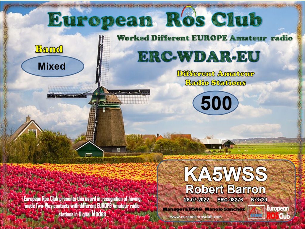 WDAR-Europe 500 QSO Award