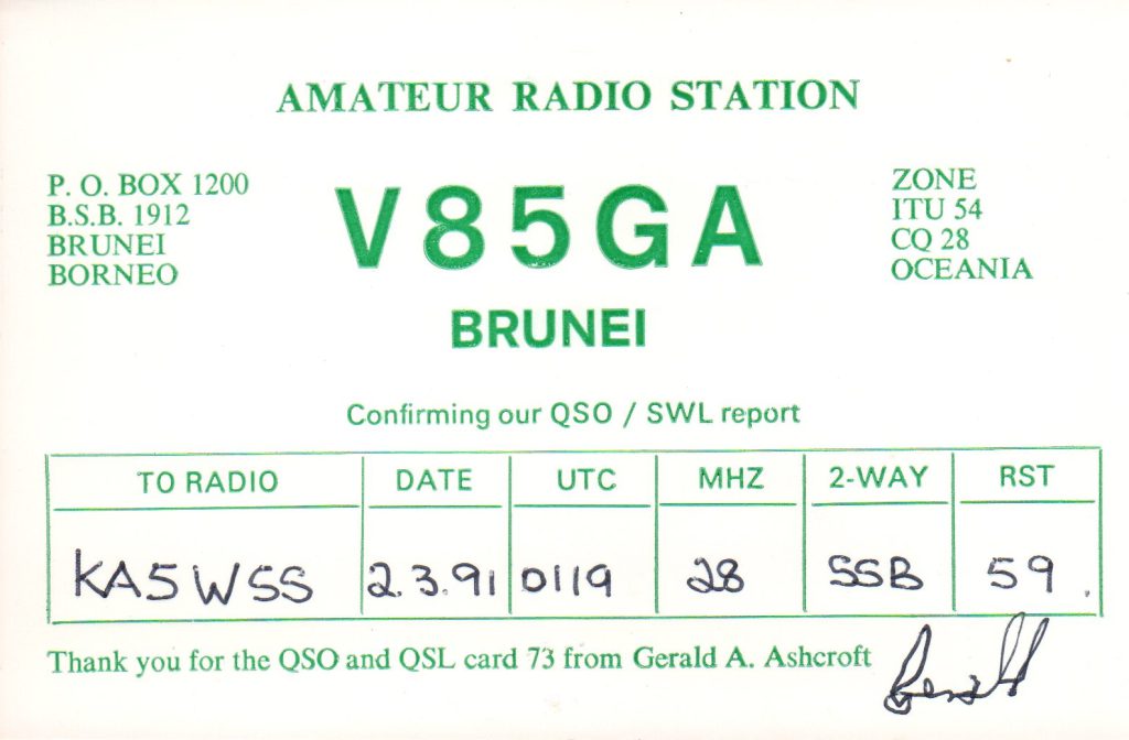 V85GA QSL Card